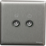 Schneider Electric UNICA X 兩位電視/收音機天線插座 (炫星銀) | NUX32TVFMM_SS